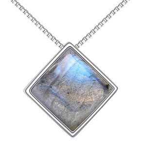 Labradorite Necklace for Women Sterling Silver Labradorite Rectangular Necklace Labradorite Jewelry