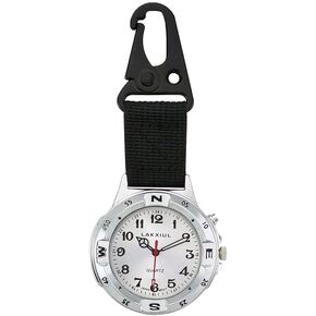 ساعات ناطقة مع حلقة تسلق بمشبك سلسلة مفاتيح للجنسين لكبار السن ضعاف البصر، صوت عالٍ للرياضة في الهواء الطلق، ساعة منبه كوارتز معدنية تناظرية للوقت واليوم والتاريخ (مينا أبيض) in Kuwait