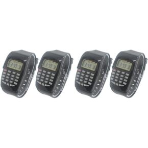 Calculator Watch, 4 Pcs Calculator Digital Watch Geometric Calculations Watch Multifunction Calculating Watch Calculator Wrist Watch for Men Women, Black