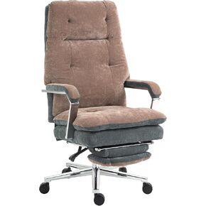 HOMCOM Big and Tall Office Chair 400 lbs with 2-Tier Padding, Executive Office Chair, High Back Reclining Computer Chair with Footrest, Swivel Wheels, Coffee
