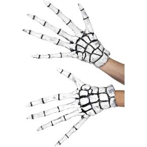 Smiffys 48181 Grim Reaper/Skeleton Gloves, White, One Size