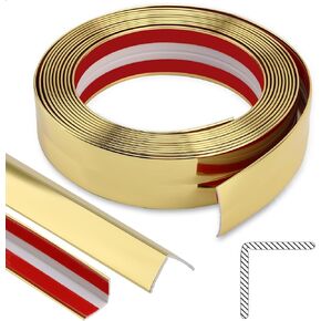 Gaahing Shiny Gold Multifunctional Molding Trim, Peel and Stick Inside Outside Corner Guards for Wall Table Edge Door Frame (16.4ft x 2.36inch)