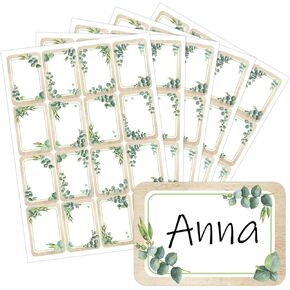 120Pcs Eucalyptus Name Tags Sticker Classroom Decorations Greenery Self Adhesive Desk Name Plates Label Greenery Themed Classroom Bulletin Board Decor for Kid Teacher School Nursery Supplies