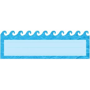 Hygloss Products Die-Cut Name Plate - Great Teaching Tool - Perfect for Labeling in Classroom & Other Uses - Ocean Waves - 9.5 x 3 inches -(45557), Medium, Blue, 30 Count