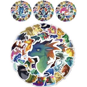 110 pcs Wings of Fire Stickers - from Wings of Fire Book 1-15 Author Tui Sutherland Waterproof Water Bottle Stickers Vinyl Merch for Book Fans, Kawaii Dragon Lovers, Party Favor, Student Rewards