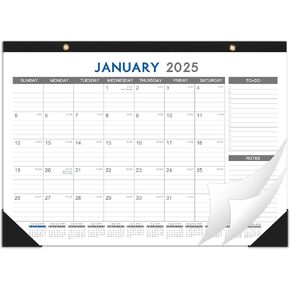 Desk Calendar 2025-2026 - Calendar 2025-2026 Desk/Wall, Jul. 2025 - Dec. 2026, 12" x 17", To Do & Notes, 18 Months Calendar Pad with Black Corner Protectors, Large Office Desk Top Calendar