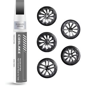 Rim Touch Up Paint(Matte Black) for Tesla Model Y 20'' Induction Wheel, Curb Rash Repair Rim Scratch Repair with Masking Tape & Sandpaper