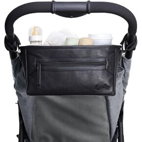 Itzy Ritzy Adjustable Stroller Caddy/Organizer - Stroller Organizer Bag Featuring Front Zippered Pocket, 2 Built-in Interior Pockets & Adjustable Straps to Fit Nearly Any Stroller (Black) in Kuwait