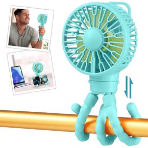 snawowo Mini Baby Stroller Fan, Handheld Personal Portable Clip On Fan with Flexible Tripod for Stroller Bike Desk Treadmill Crib Car Seat Outdoor Camping, USB or Battery Powered (Pink)