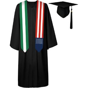 72 Inch Nigeria Flag and USA Flag Graduation Sash Unisex Adults Graduation Stole Scarf International Class of 2024 (Not Include Baccalaureate Gown and Hat)