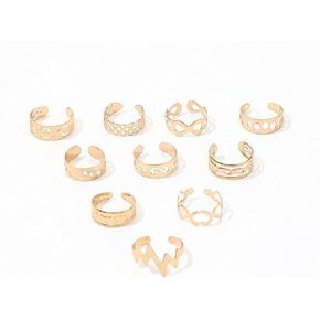 Gold/Silver Toe Rings for Women Heart Star Infinity Toe Rings 18PCS Adjustable Stacked Rings Minimalist Open Rings Summer Beach Toe Rings Set Statement Jewelry Accessories