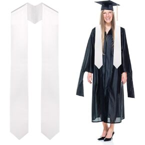 Graduation Stole Plain,Adult Plain Graduation Stole for Academic Commencements, 60'' Long White Stole Graduation to Write On,Graduation Stole Sublimation Plain Honor Stole Blank Unisex (White)
