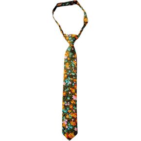 Otis & Oliver Boys Floral Tie Pre-Tied Kids Necktie Age 1-12 Adjustable Woven Cotton Church Wedding School Graduation