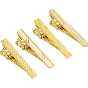 Tie Clip for Men Set, Gold Tie Bar and Tie Pin Clip for Regular Ties, Unique Mens Tie Clip Tie Clasp Suitable for Wedding Anniversary Business Professional and Best Gifts