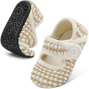 LeIsfIt Toddler Slippers Boys Girls Wide Slippers Adjustable House Shoes Warm Winter Slippers Non-Slip Indoor Outdoor Slipper Shoes