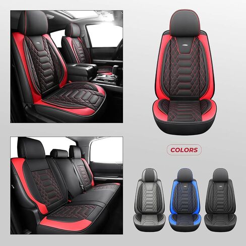 FREESOO Tundra 2007-2021 Full Set Seat Covers, Fit for Toyota Tundra Crewmax Cab, Custom Truck Seat Covers with Waterproof Faux Leather BlackRed in Saudi Arabia