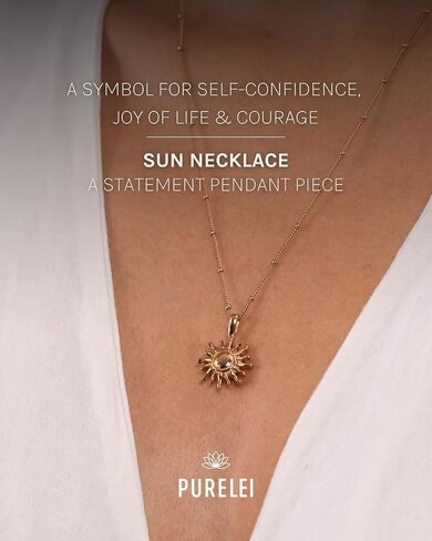 Purelei® Sun Necklace – 18K Gold plated stainless steel jewelry – Waterproof chain – 20 to 22 inch adjustable length – Fashion jewelry for your individual look in Saudi Arabia