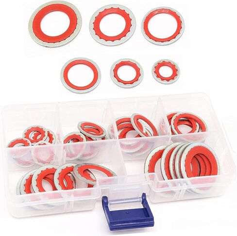 30 PCS Car Air Conditioning Compressor Gasket Classification Combination Set, High Temperature Resistant Cooling Pump Seal Ring, Replacement Accessories, Compatible with Most Car Models (Red) in Saudi Arabia