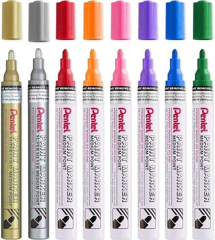 أقلام تحديد طلاء الحبر الصباغ الدائم من Pentel - MMP10 - موجودة في محفظة من الورق المقوى (محافظ قوس قزح مكونة من 8) in Saudi Arabia