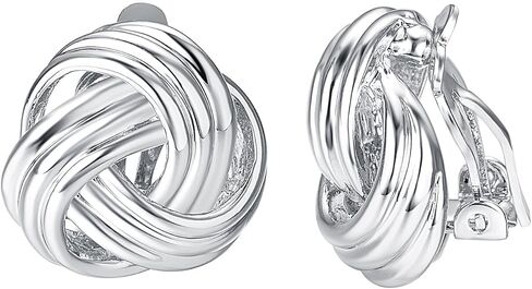 Yoursfs عقدة متعددة الألوان على أقراط للنساء مطلية بالفضة والذهب أقراط كبيرة غير مثقوبة على شكل زهور in Kuwait