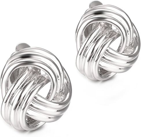 Yoursfs عقدة متعددة الألوان على أقراط للنساء مطلية بالفضة والذهب أقراط كبيرة غير مثقوبة على شكل زهور in Kuwait