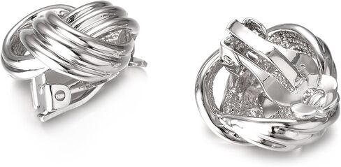 Yoursfs عقدة متعددة الألوان على أقراط للنساء مطلية بالفضة والذهب أقراط كبيرة غير مثقوبة على شكل زهور in Kuwait