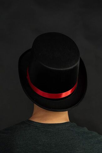 Nicky Bigs Novelties Black Top Hat with Red Band Caroler Snowman Ringmaster Mad Hatter Baron Costume in Kuwait