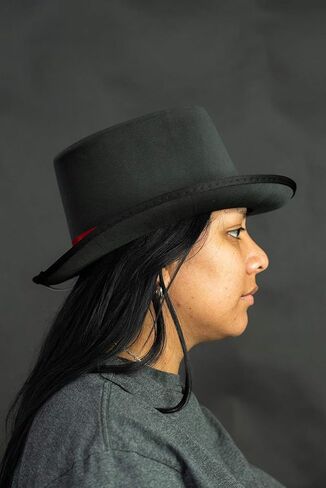 Nicky Bigs Novelties Black Top Hat with Red Band Caroler Snowman Ringmaster Mad Hatter Baron Costume in Kuwait