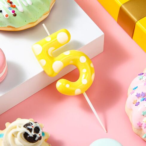 Sponge Birthday Number Candle Yellow Sponge Print Themed Birthday Candles Numeral Birthday Cake Topper for Sponge Themed Birthday Sponge Fans Party Decoration Supplies (Number 5) in Kuwait