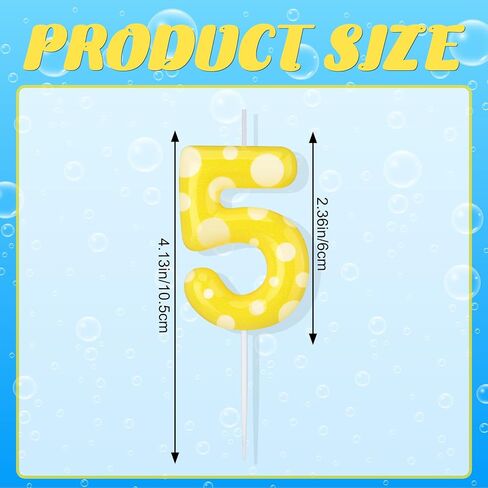 Sponge Birthday Number Candle Yellow Sponge Print Themed Birthday Candles Numeral Birthday Cake Topper for Sponge Themed Birthday Sponge Fans Party Decoration Supplies (Number 5) in Kuwait