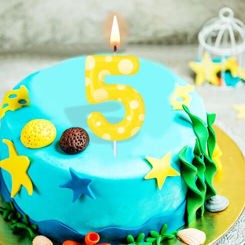 Sponge Birthday Number Candle Yellow Sponge Print Themed Birthday Candles Numeral Birthday Cake Topper for Sponge Themed Birthday Sponge Fans Party Decoration Supplies (Number 5) in Kuwait