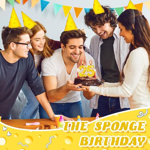 Sponge Birthday Number Candle Yellow Sponge Print Themed Birthday Candles Numeral Birthday Cake Topper for Sponge Themed Birthday Sponge Fans Party Decoration Supplies (Number 5) in Kuwait