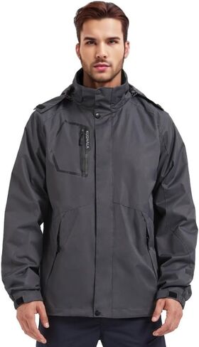Men's Rain Jacket Waterproof Lightweight Hood jackets for Hiking Cycling Travel Raincoat S-6XL in Kuwait