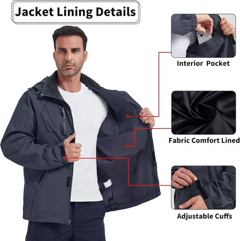 Men's Rain Jacket Waterproof Lightweight Hood jackets for Hiking Cycling Travel Raincoat S-6XL in Kuwait