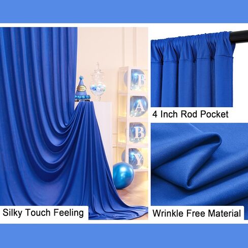 30 ft x 10 ft Wrinkle Free White Backdrop Curtain for Wedding Parties, Polyester Photo Backdrop Drapes for Baby Shower Birthday Party Backdrop Stand, Bulk Thick Background Curtains, 5x10FT 6 Panels in Saudi Arabia