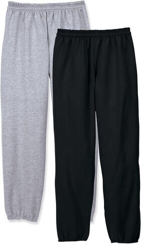 Hanes Men's EcoSmart Best Sweatpants, Athletic Lounge Pants with Cinched Cuffs, 1, Black/Light Steel-2 Pack in Saudi Arabia