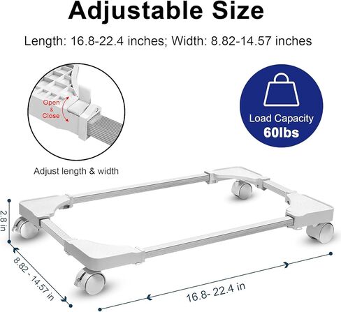 حامل كمبيوتر شخصي، حامل برج كمبيوتر قابل للتعديل مع 4 عجلات دوارة، حامل وحدة المعالجة المركزية مع 4 وسائد وسائد، سعة تحميل 60 رطل، أبيض in Kuwait