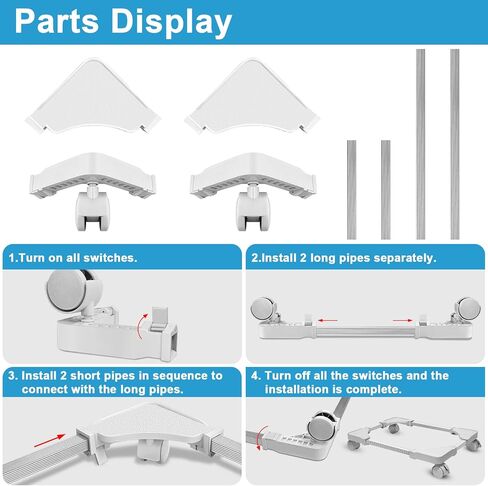 حامل كمبيوتر شخصي، حامل برج كمبيوتر قابل للتعديل مع 4 عجلات دوارة، حامل وحدة المعالجة المركزية مع 4 وسائد وسائد، سعة تحميل 60 رطل، أبيض in Kuwait