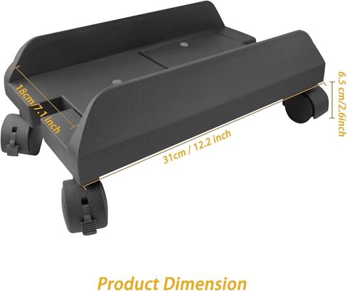 CPU Stand Cart Holder Plastic Desktop Computer Tower Stand Cart with Locking Caster Wheels, Adjustable Mobile PC Holder with 4 Caster Wheels Under Desk, Black in Kuwait