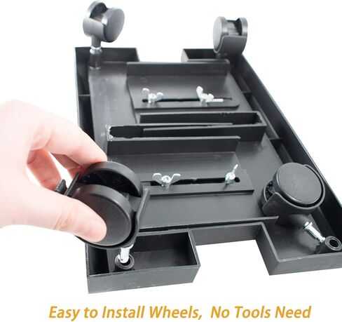 CPU Stand Cart Holder Plastic Desktop Computer Tower Stand Cart with Locking Caster Wheels, Adjustable Mobile PC Holder with 4 Caster Wheels Under Desk, Black in Kuwait