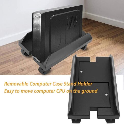 CPU Stand Cart Holder Plastic Desktop Computer Tower Stand Cart with Locking Caster Wheels, Adjustable Mobile PC Holder with 4 Caster Wheels Under Desk, Black in Kuwait