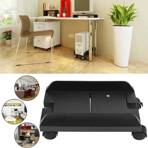 CPU Stand Cart Holder Plastic Desktop Computer Tower Stand Cart with Locking Caster Wheels, Adjustable Mobile PC Holder with 4 Caster Wheels Under Desk, Black in Kuwait