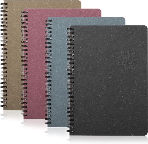 Rocutus Spiral Notebook,4 Pack Spiral Notebooks Small Notebooks Spiral Bound Notebooks Study Book College Notebooks, Subject Notebooks Planner Notebooks (9.8" x 6.8") (Red,Brown,Green,Coffee) in Saudi Arabia