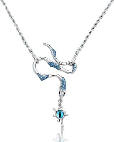 Evil Eye Necklace Silver Snake Necklace for Women, Silver Evil Eye Protection Necklace, Goth Necklace Punk Necklace, Adjustable Versatile Chain Jewelry Collection, 15.75"+3.4" in Saudi Arabia