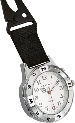 ساعات ناطقة مع حلقة تسلق بمشبك سلسلة مفاتيح للجنسين لكبار السن ضعاف البصر، صوت عالٍ للرياضة في الهواء الطلق، ساعة منبه كوارتز معدنية تناظرية للوقت واليوم والتاريخ (مينا أبيض) in Kuwait