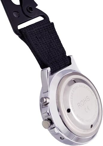 ساعات ناطقة مع حلقة تسلق بمشبك سلسلة مفاتيح للجنسين لكبار السن ضعاف البصر، صوت عالٍ للرياضة في الهواء الطلق، ساعة منبه كوارتز معدنية تناظرية للوقت واليوم والتاريخ (مينا أبيض) in Kuwait