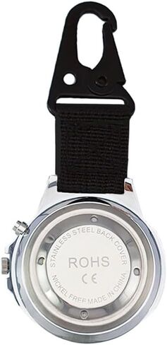 ساعات ناطقة مع حلقة تسلق بمشبك سلسلة مفاتيح للجنسين لكبار السن ضعاف البصر، صوت عالٍ للرياضة في الهواء الطلق، ساعة منبه كوارتز معدنية تناظرية للوقت واليوم والتاريخ (مينا أبيض) in Kuwait