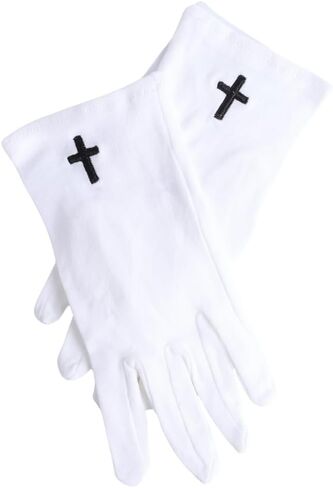 Plain White Cotton Gloves with Cross for Adults | Gloves for Ushers Greeters Deacons Pallbearers in Saudi Arabia