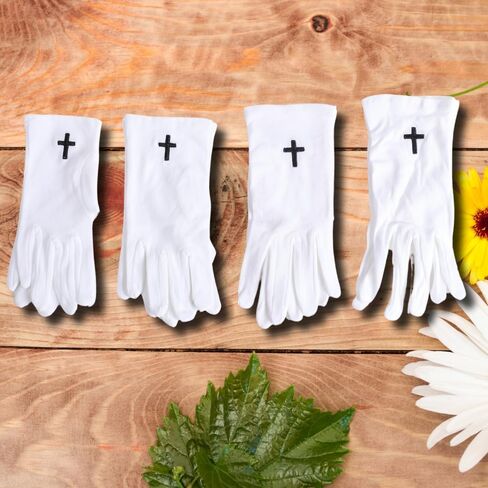 Plain White Cotton Gloves with Cross for Adults | Gloves for Ushers Greeters Deacons Pallbearers in Saudi Arabia