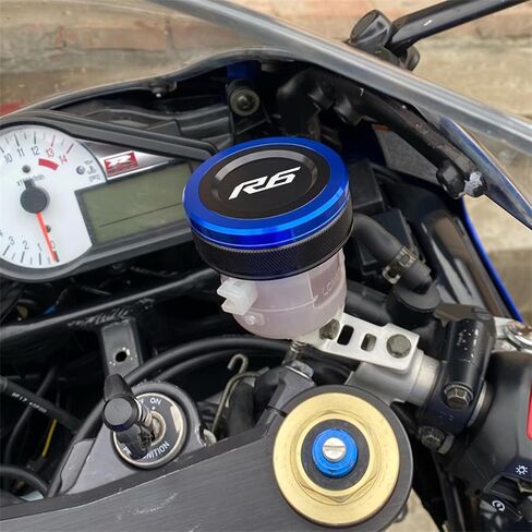 Fit for Yamaha R6 YZF R6 R6S YZFR6 1999-2021 2022 2023 CNC Motorcycle Front Brake Fluid Reservoir Cap Oil Brake Reservoir Cover Sock (Blue) in Saudi Arabia